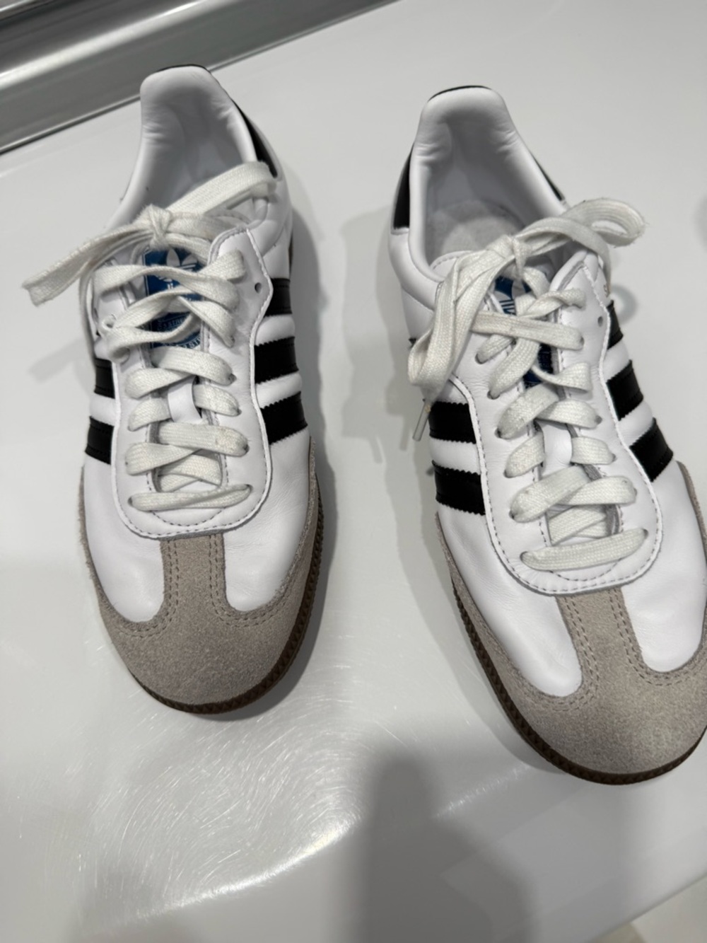 adidas White Black Gray Samba-Style Athletic Sneakers